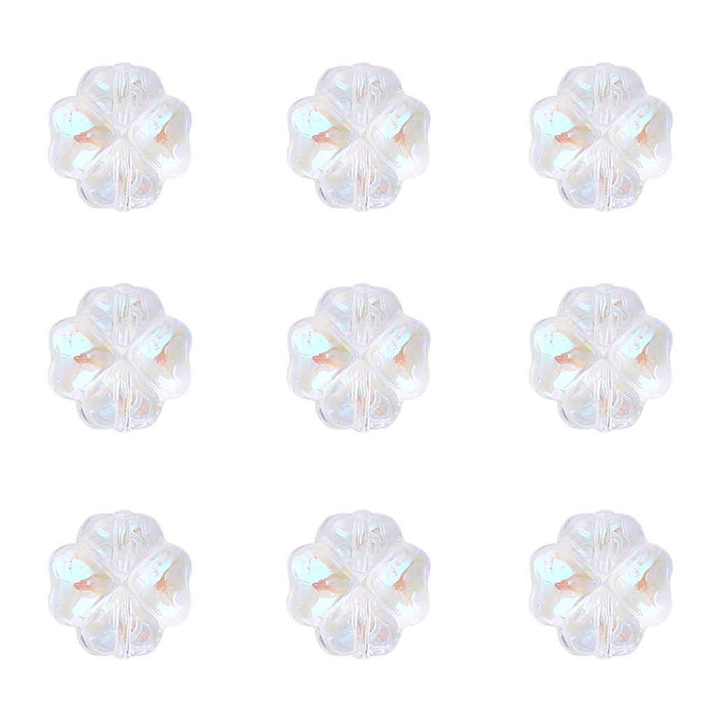 About20Pcs Glass Four Leaf Flower Beads Scattered Beads Handmade DIY Making Couple Bracelets, Necklaces, Earrings, Jewelry Acces