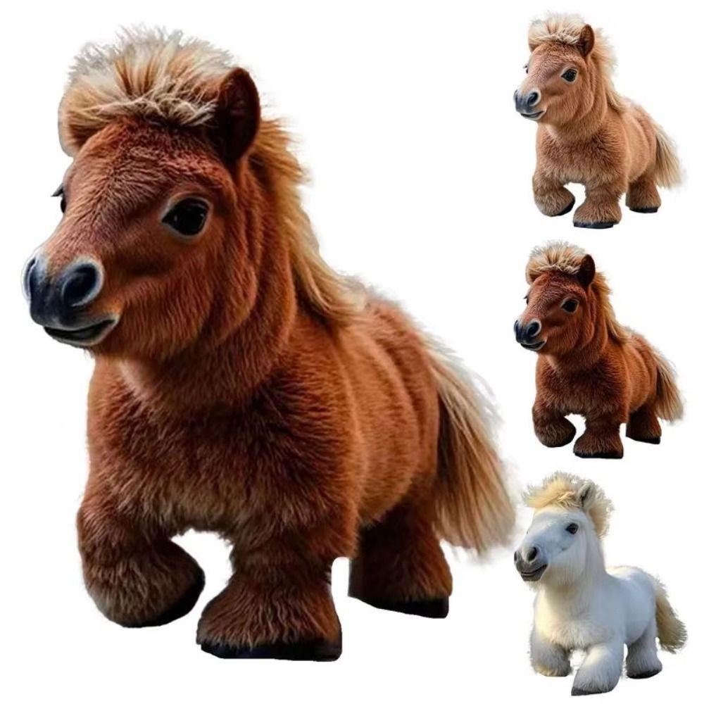 Fashion Plush Robot Horse Toy Walking Interactive Smart Horse Tail Wagging Electronic Moving Doll Chilren