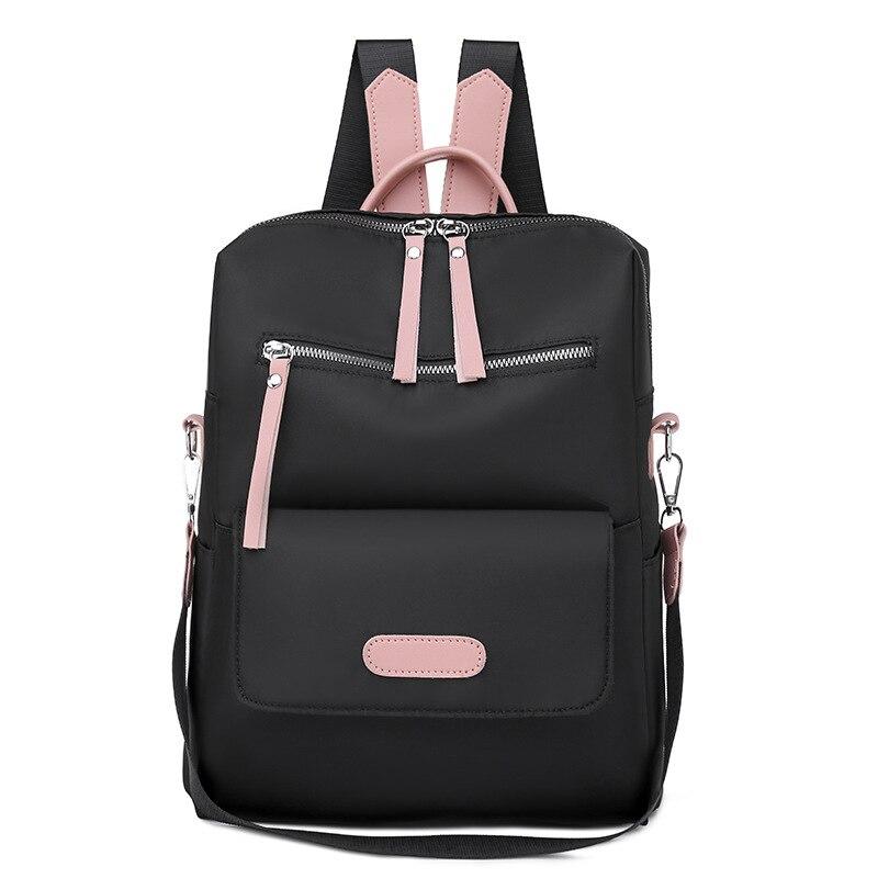Black Women's Backpack School Bags Oxford Waterproof Anti-Theft Backpacks Casual Travel Female Handle Bag Rucksack