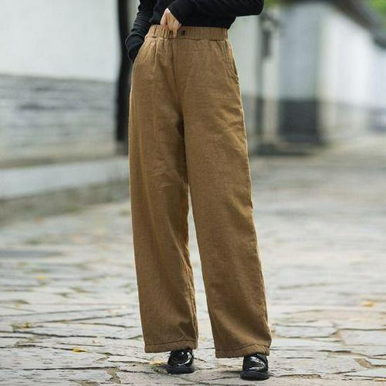 

Women s Winter High-Waist Loose Wide-Leg Pants with Thickened Cotton and Linen 2XL (suggest 72.5-80 kg) верблюд