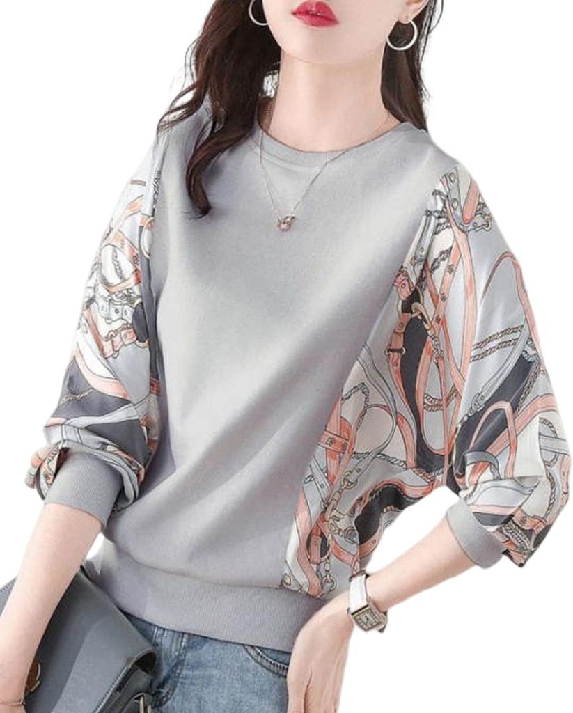 Maria Marfa Pucci Print Dolman Sleeve Long Sleeve Cutout Available in 4 Plus Korean Fluffy Office Loose Chiffon Floral Floral Pucci Print Women's Top,