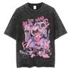 Japanese Anime Nana Osaki Printed Retro Washed T-shirt Harajuku Streetwear Pattern T-shirt Summer Short Sleeved T-shirt