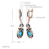 Blue Natural Zircon Flower Long Drop Earrings For Women  Rose Gold And Black Plating Vintage Party Daily Jewelry
