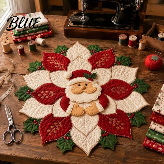 Vánoční střed stolu Šití Sváteční DIY sada Látka Poinsettia Dekor Prošívaný květinový patchwork Ozdoba Materiály
