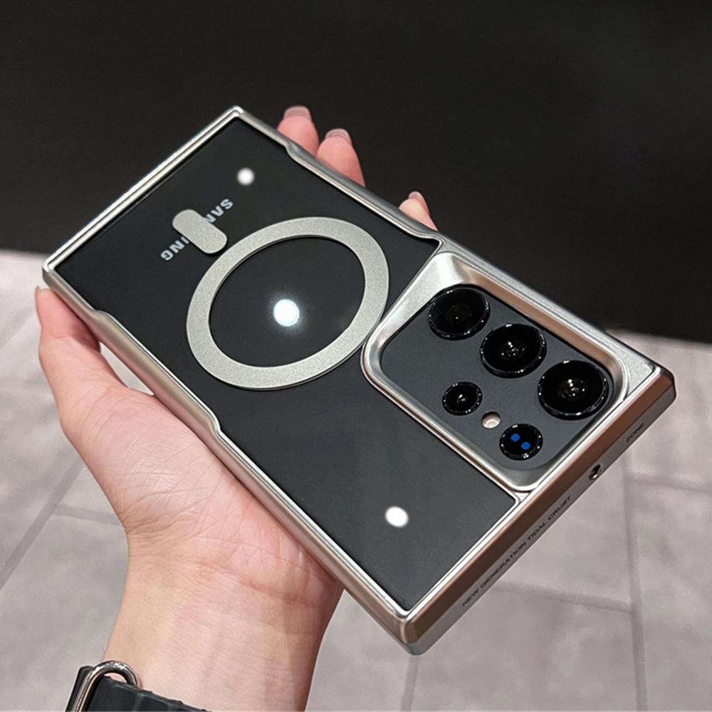 Luxury For Magsafe Transparent Magnetic Phone Case For Samsung S25 S24 Plus S23 S22 Ultra 5G Wireless Charging Shockproof Cover