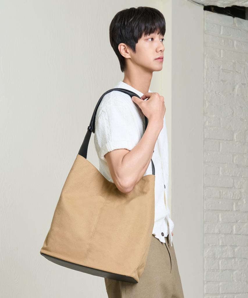 Hyoji Canvas Shoulder Crossbody Bag (Beige)