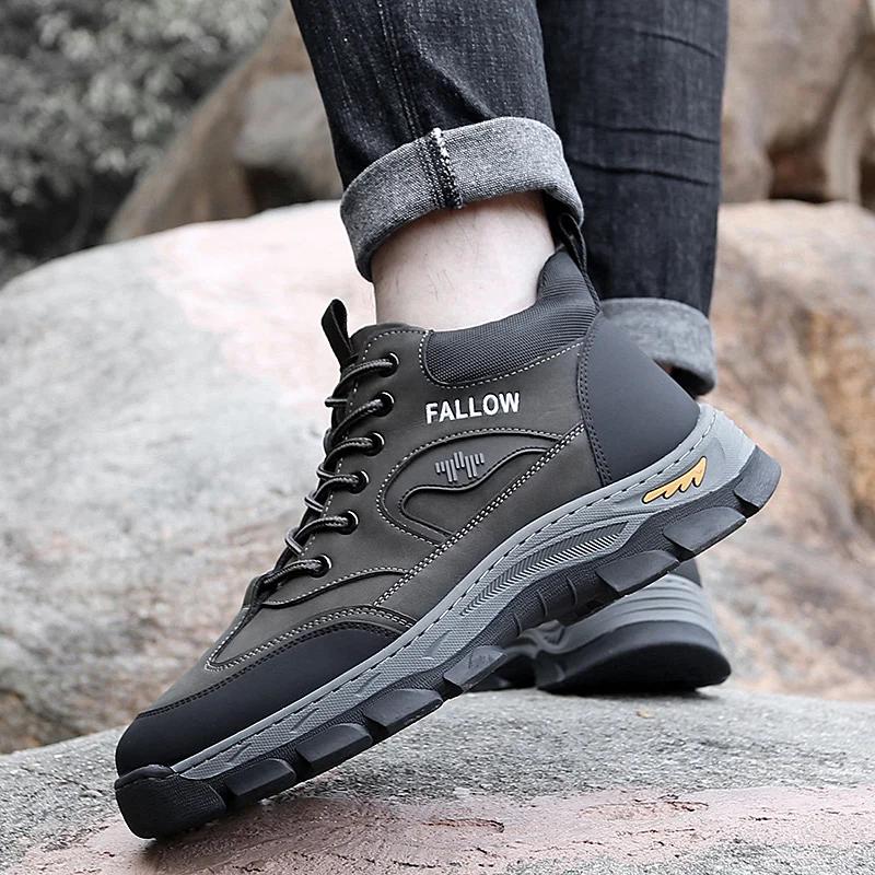 Fashion Men ankle Boots lace up Winter Shoes Mans Footwear Warm Fur Snow Boots Ankle Botas Hombre Winter Boots Men Plush Winter Sneakers