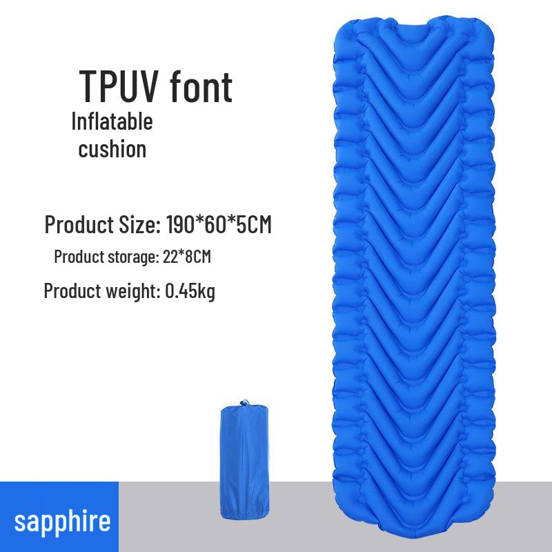 TPU Inflatable Foot-Pumped Camping Pad: Lightweight Outdoor Air Mattress, Moisture-Proof for Mountaineering and Naps
