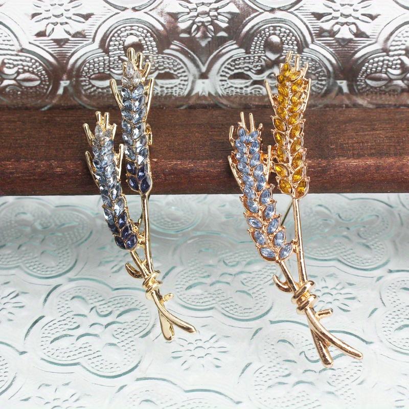 High-end Delicate Small Crystal Wheat Ear Brooch High-end Suit Coat Clothing Corsage