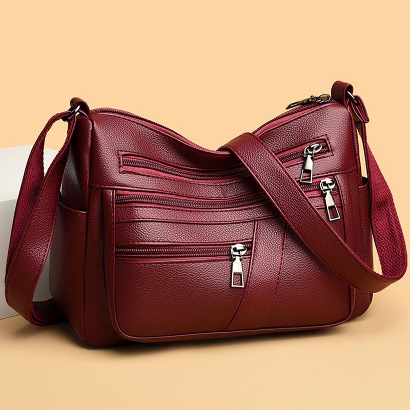 Fashion Crossbody Bag 2025 Hot Soft Multi-layer Joker Shoulder Bag PU Waterproof Large-capacity Multi-pocket Practical Messenger Bag