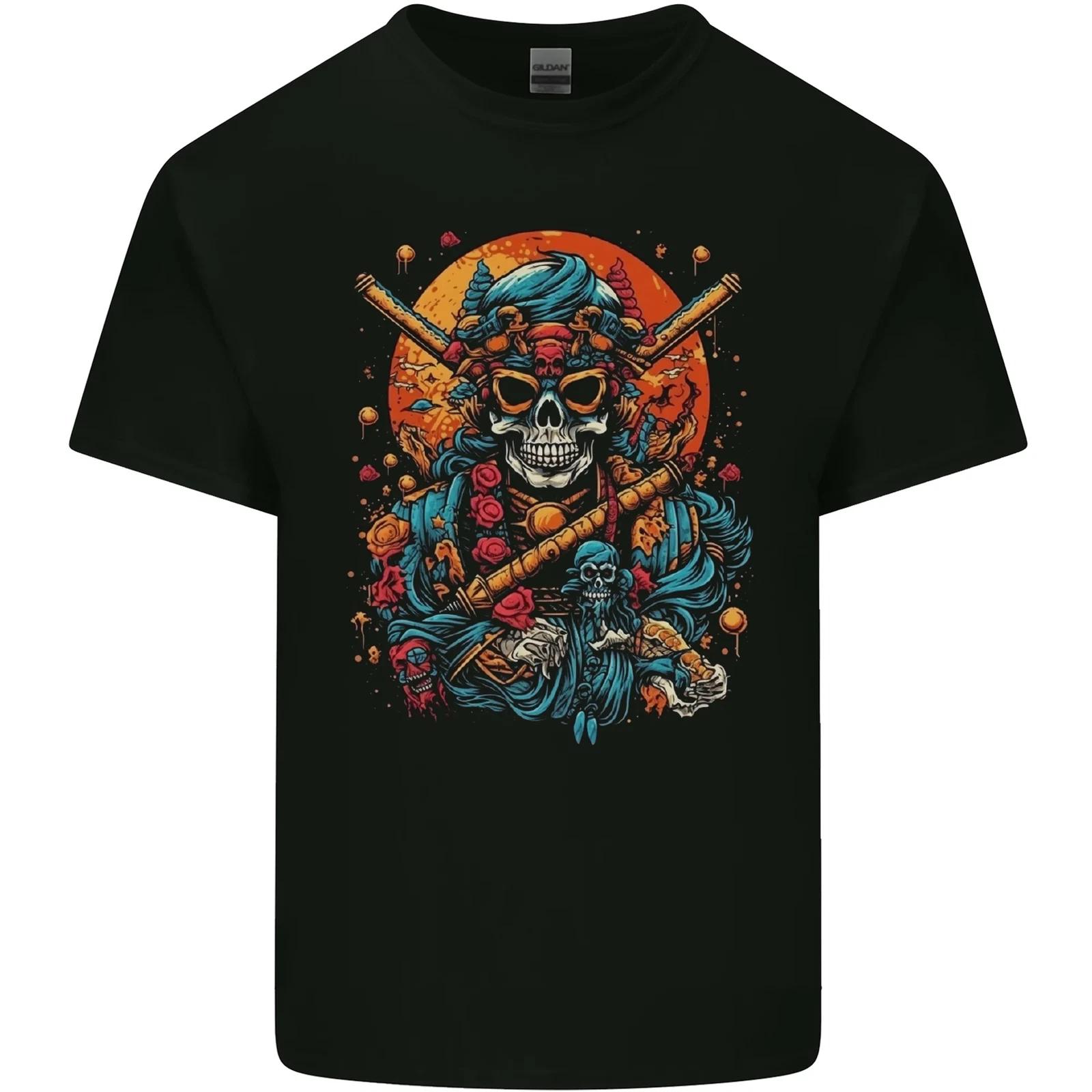 An Oriental Samurai Skull MMA Martial Arts Kids T-Shirt Childrens 4XL