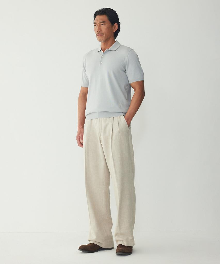 MAN ON THE BOON Cashmere Blend Short Sleeve Polo Knit_Grey 4716113039