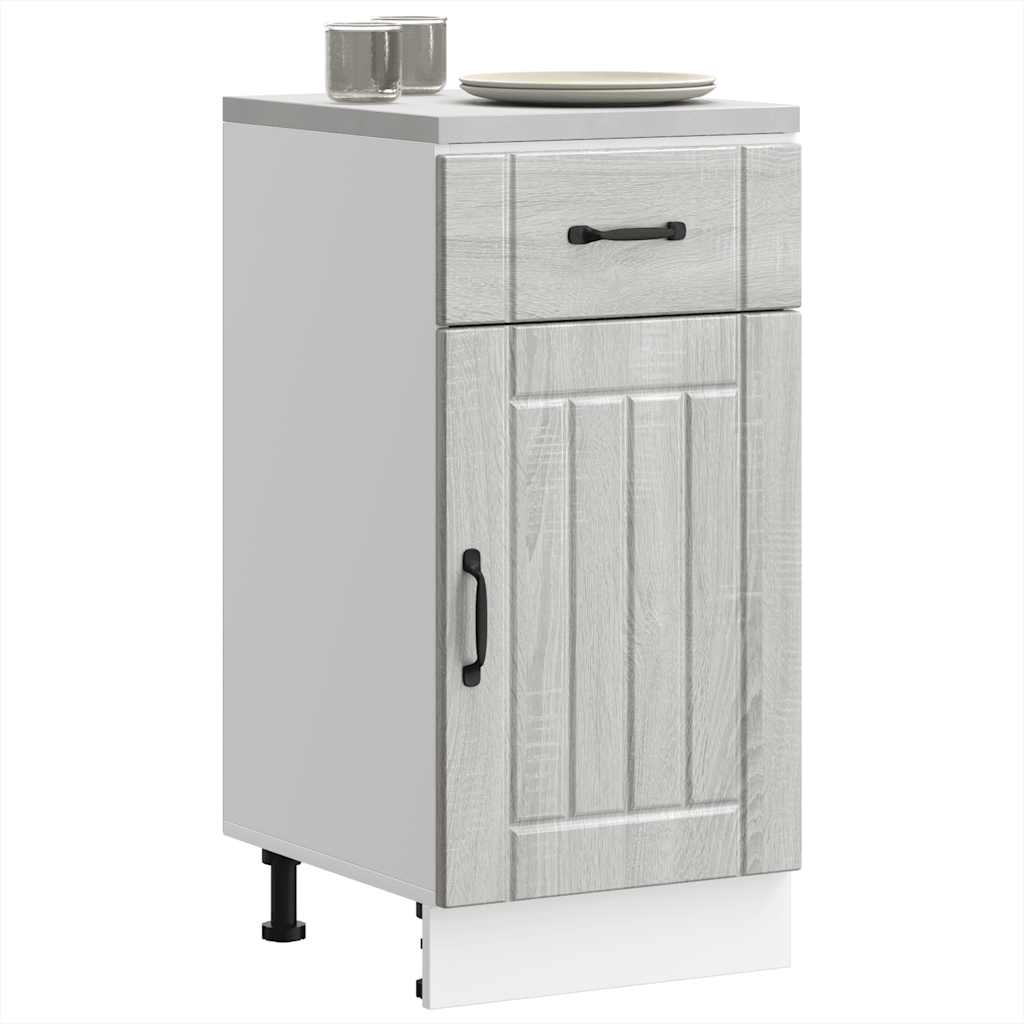 Kitchen Base Cabinet "Lucca" Grey Sonoma Glued Wood