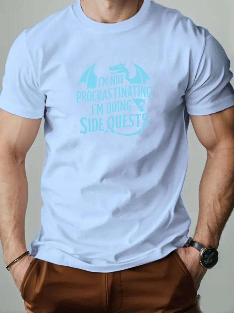 Mens cotton Tshirt Im NOT PROCRASTINATING Im DOING SIDE QUESTS summer fashion casual Tshirt