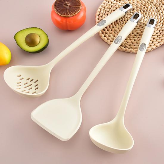 4Pcs Silicone Spatula Set Long Handle Non Stick Spatula Slotted Spoon Turner Ladle High Heat Resistant Kitchen Utensils for Omelettes