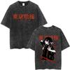 Washed Vintage Anime Tokyo Ghoul T Shirt Cartoon Juzo Suzuya Graphic Tshirt Men Women Manga Retro Oversized Tshirts Streetwear