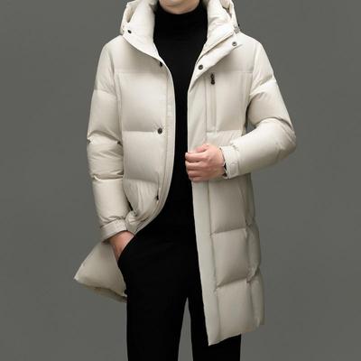 Men's 2025 Hooded Long Winter Jacket - Warm 90% White Duck Down Coat