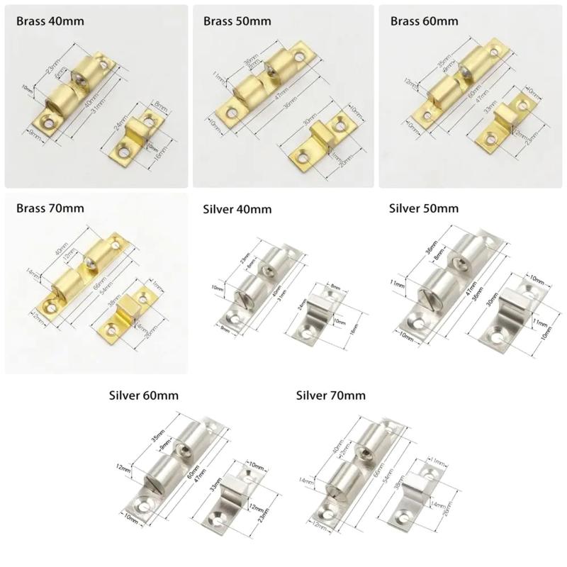 1Pc Furniture Door Ball Latch Brass Double Roller Spring Ball Catch Latches Cabinet Closet Door Adjustable Tension Latch