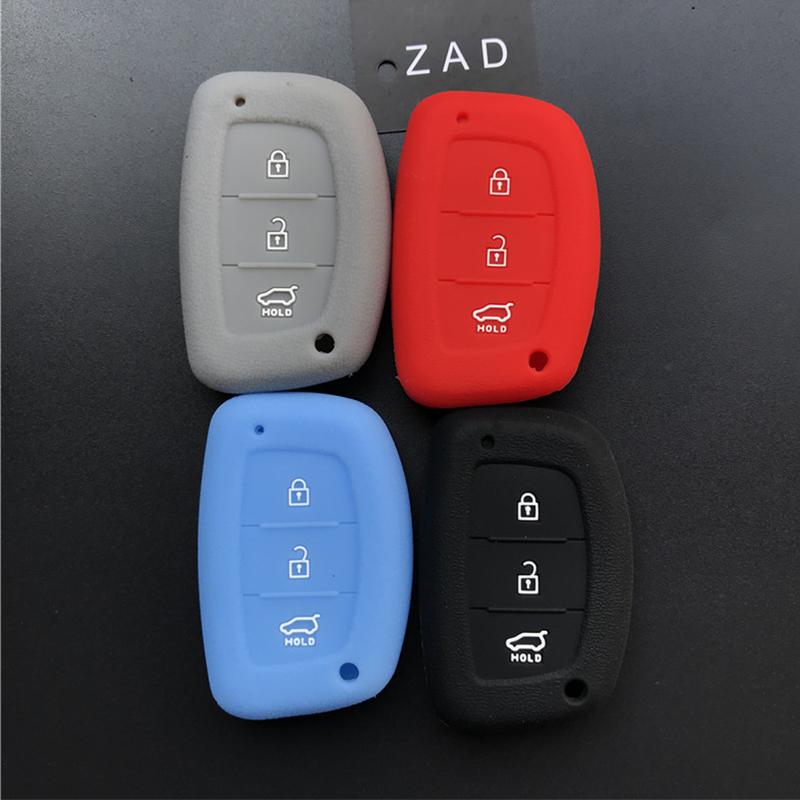 ZAD 3 button silicone rubber car key case cover holder set for hyundai tucson mister ix35 solaris i25 i30 accent smart key case