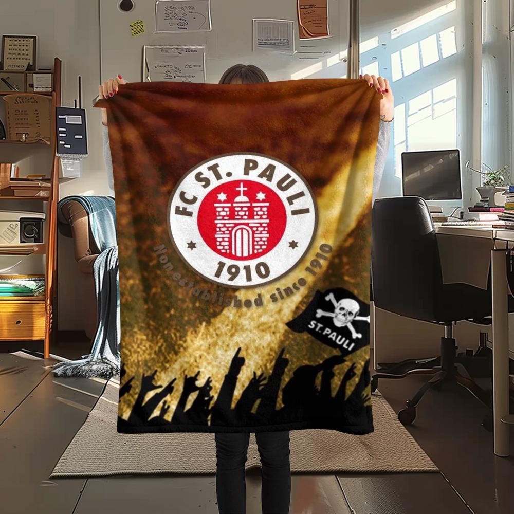 1Pc St. Pauli FC Print Flannel Blanket, High quality Comfortable for All Seasons, Home Decor, Warmth and Comfort, Perfect for Christmas GiftS