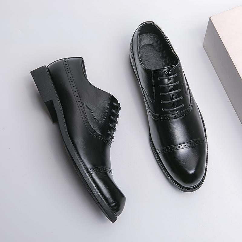 Fashion Business Black Man Casual Shoes Moccasin Lace Up Soft Dress Leather Shoes Men Formal High Quality Fashion Derby Wedding Shoes