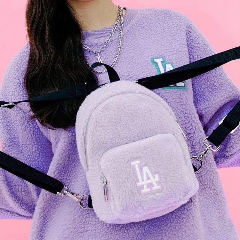 New MLB Polyester Backpack Mini Women's Purple Pink 3ABKS0216-07LDL