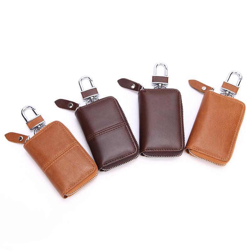 Waterproof Car Key Bag Crazy Horse Leather Car Key Case Cover and Wallet Organizer Bag Holder