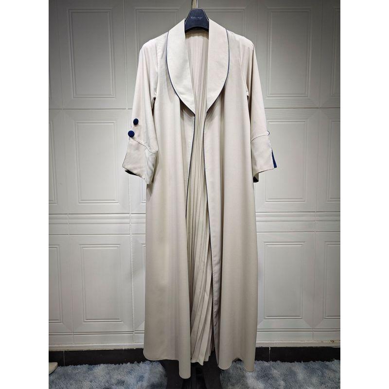 Indonesia Middle East Turkey Cross-Border Cardigan Long Female Dress Fall and Winter Fashion Dubai Elegance Ruched Robe Robe