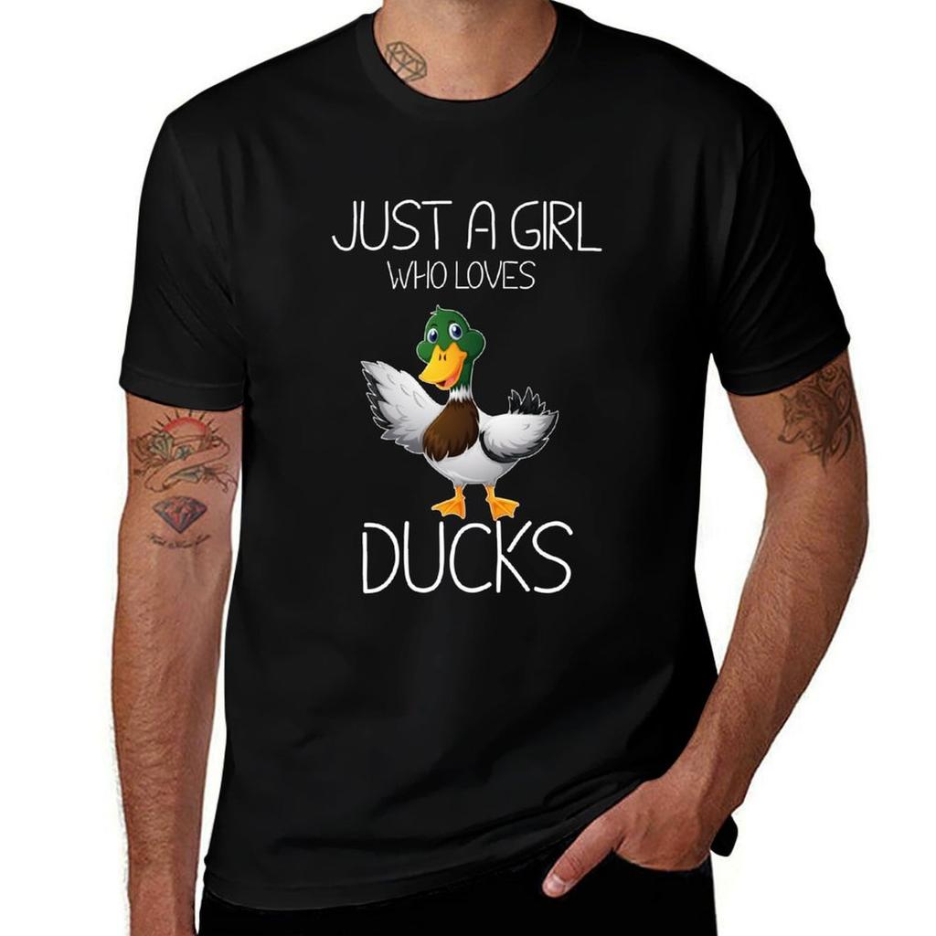 Just A Girl Who Loves Ducks - Duck Lovers Funny Bday Gift For Her Cute Duck Drawing T-Shirt Gra