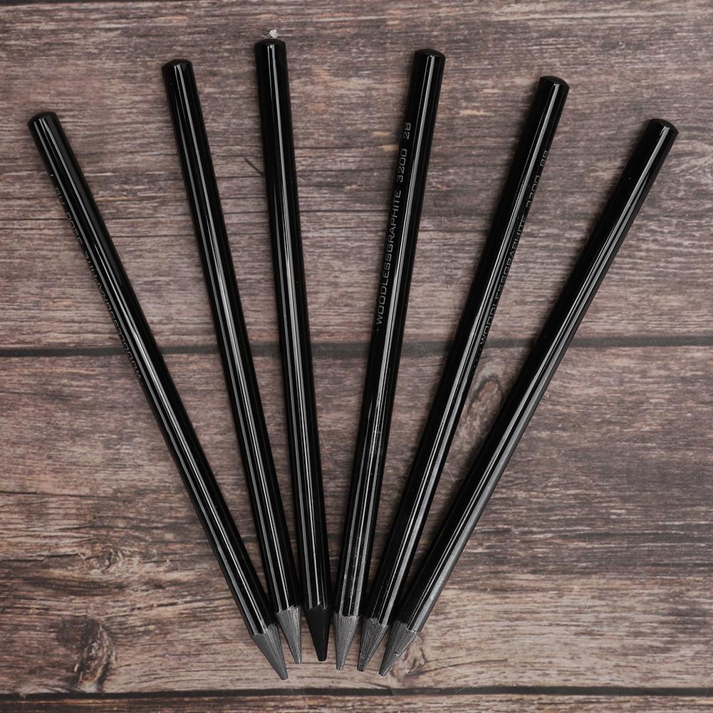 6 Stück Kohle Skizzenstift Professioneller Holzmalstift Schreibwaren Kunstbedarf 2B 4B 6B 8B EE HB