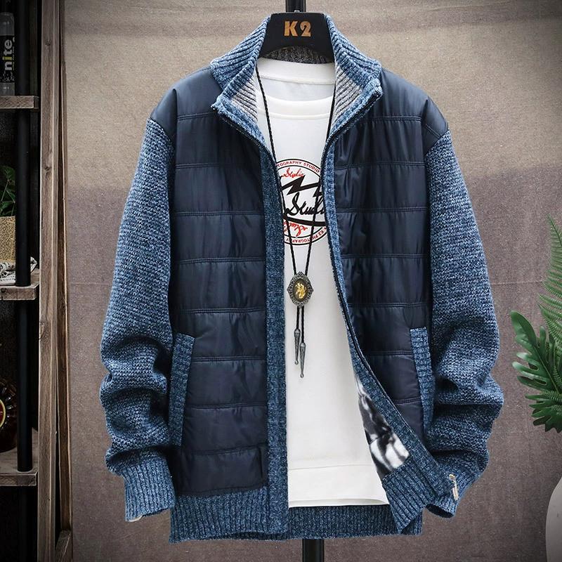 Autumn Winter Korean O-Neck Men's Sweaters with Thick and Velvet Men's Cardigan Knitted Sweatercoats Solid Jacket Men