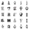 50 Cold Black And White Style Various Vintage Objects Antique Supplies Graffiti Stickers