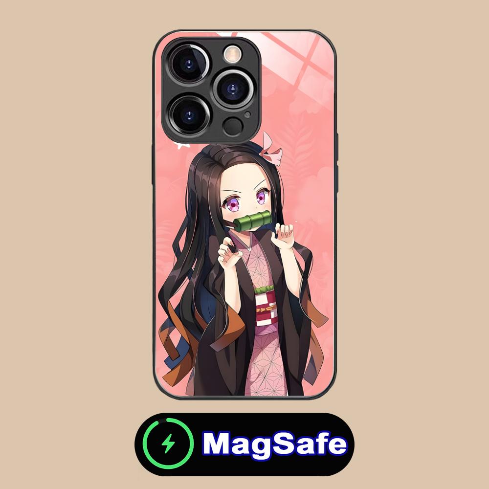 Demon Slayer Nezuko Phone Case for iPhone 16 15 14 13 12 11 Pro Max Plus Mini MagSafe Glass Colour Printing Cover Luxury