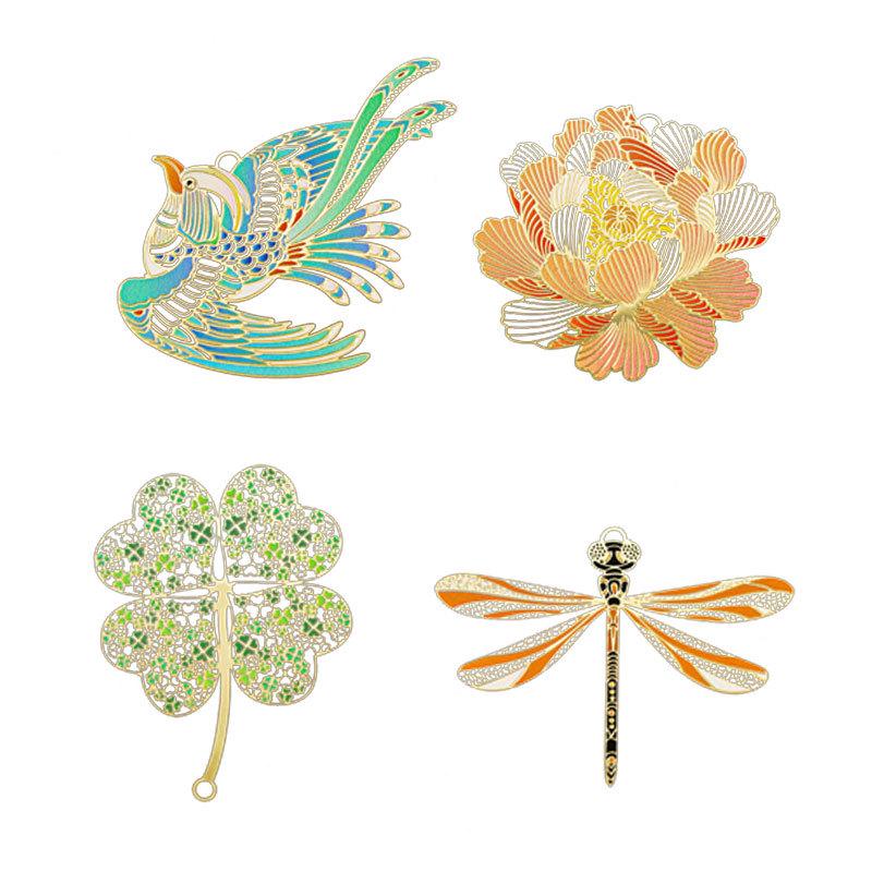 Charming Chinese Style Metal Art Bookmark: Floral, Fauna & Fresh Designs for Teacher's Day