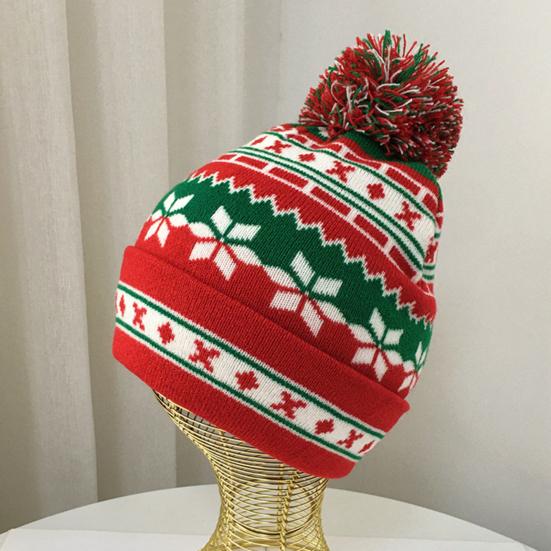 2Pcs/Set Winter Hat Scarf Set Knitting Technology Nordic Style Snowflake Pine Tree Pattern Fur