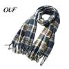 Cashmere Feel Warm Neck Scarf Classic Plaid for Women, Soft Cashmere-like Winter Shawl British Style Tartan with Tassels, Large Wrap Coats Sweaters