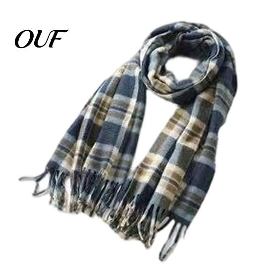 Cashmere Feel Warm Neck Scarf Classic Plaid for Women, Soft Cashmere-like Winter Shawl British Style Tartan with Tassels, Large Wrap Coats Sweaters