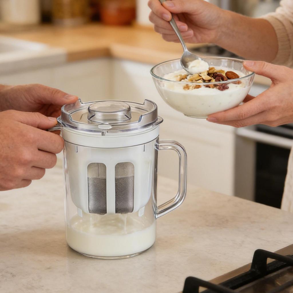 Yogurt Strainer Reusable Food Filter Whey Separator with Fine Mesh and Lid for Cheese Soybean Milk Berry Soup Fruit Juice Coffee