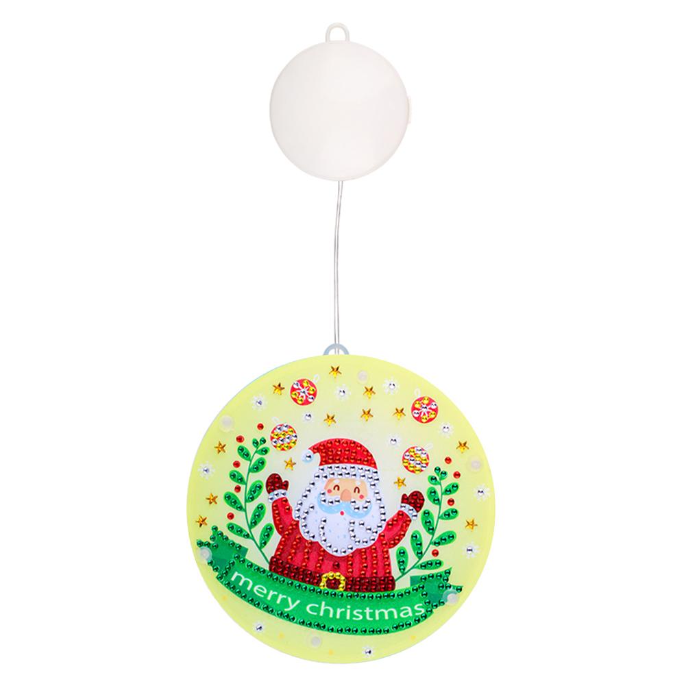 Doppelseitige Weihnachts-Thema Diamantmalerei Batteriebetriebener Kronleuchter 5D DIY Diamantmalerei Fensterlicht für Fensterdekoration