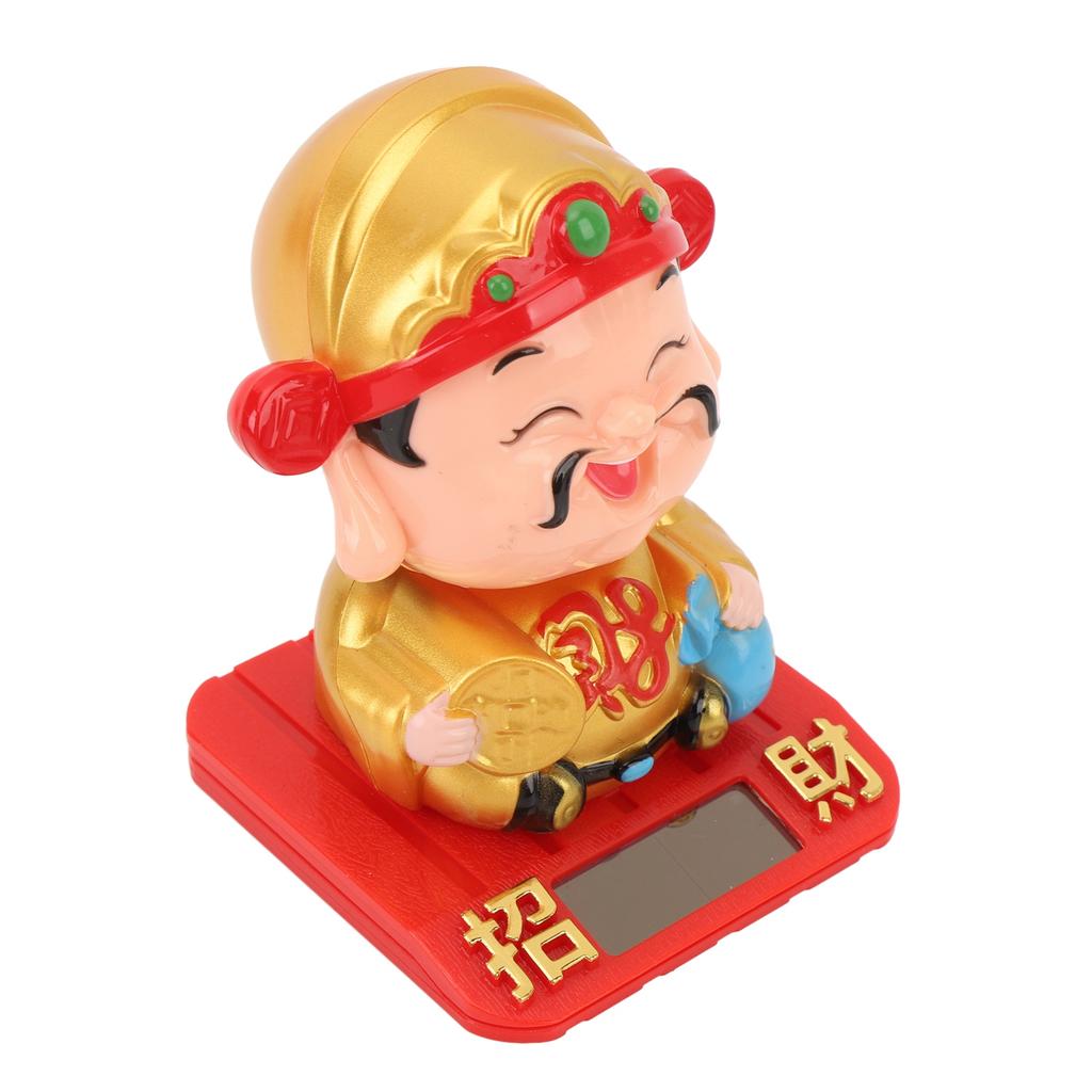 Cai Shen Statue Light Sensing Automatic Nodding Cai Shen Figurine for Office Car Dashboard Hotel