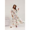 Women's Printed V-neck Sexy Slit Long-sleeved Dress