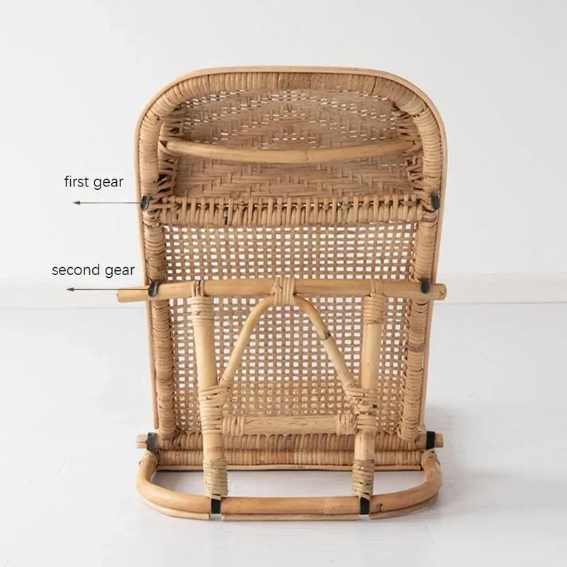 Portable Folding Rattan Beach Chair - Bamboo Frame, Suitable for Lawn, Pool Deck & Camping, Sun Lounger