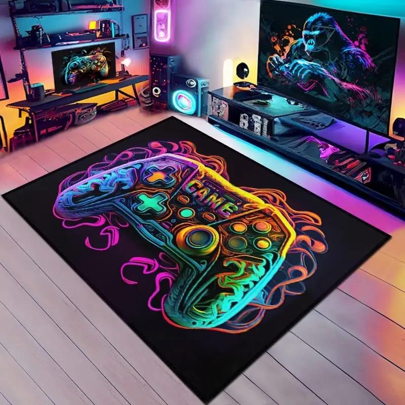 3D Spielteppich Jungenzimmer Großer Gaming-Teppich Controller-Design Kinder Krabbeln Spielen Rutschfeste Bodenmatte Zuhause Schlafzimmer Dekor Teppiche