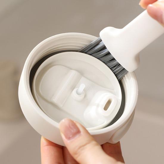 2-in-1-Reinigungsbürste für Becherdeckelspalten mit schrägen Borsten. Reinigungsbürste für Wasserflaschenabdeckungen. Dichtungsentferner. Multifunktionales Reinigungswerkzeug für Becherdeckelspalten