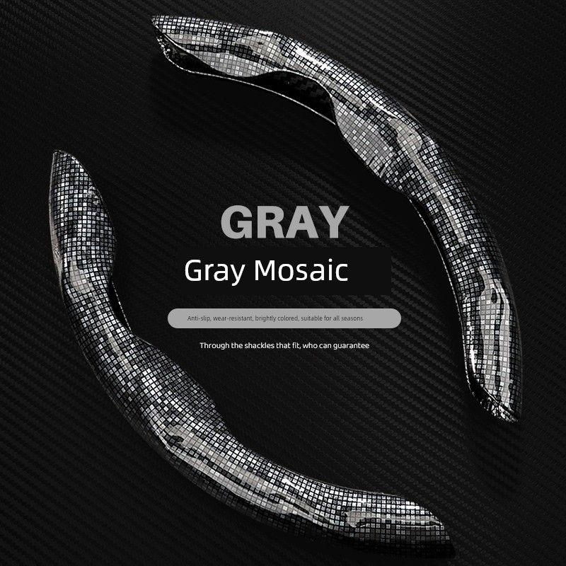 Car Steering Wheel Cover Ultra-Thin Luxury High end Colorful Mosaic Four Seasons Universal Non-Slip Card Handle Cover for Men and Women