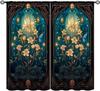 Flower Stained Glass Curtains,Beautiful Nature Scenery Roses Petals Art Symmetry Vintage Decor Rod Pocket Window Treatments for