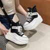 Fashion Fashion Spring Black Thick Sole Casual Dad Shoes Breathable Chunky Sneakers Lace-up 8CM High Platform Sports Shoes Zapatos Mujer