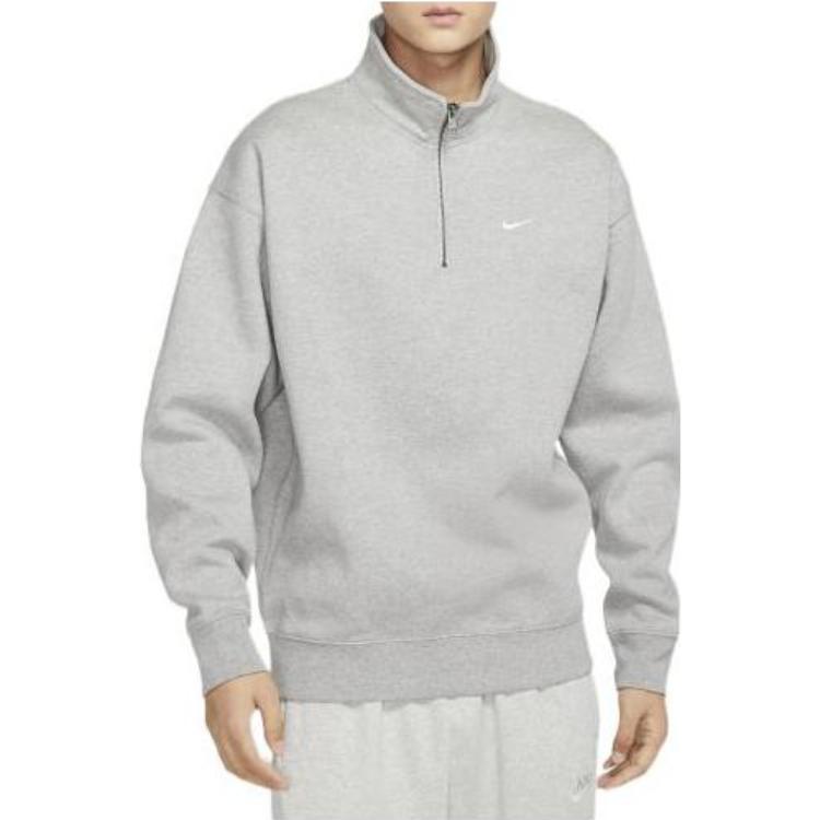 Nike Vintage Logo Embroidered Half-Zip Sweatshirt V1 Men Tops Grey DQ5210-063
