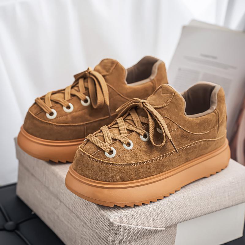 Men Flats Platform Shoes Suede Trend Sneakers 2026 Winter Casual New Loafers Casual Sport Shoes Walking Lace Up Zapatos Mujer