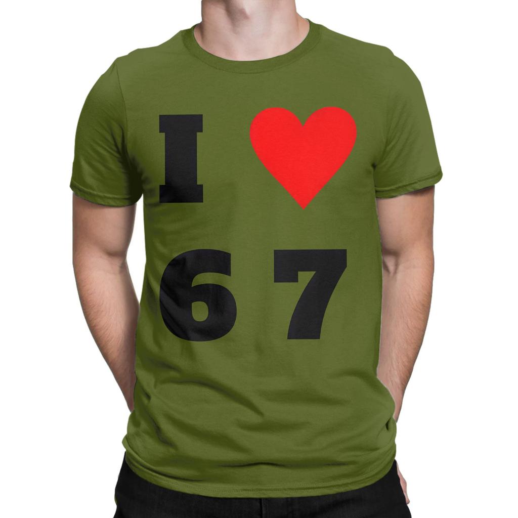 I Heart 67 T Shirt Summer Pure Cotton T Shirts For Unisexs Harajuku Casual Tshirt Short Sleeves Y2k Retro Tops